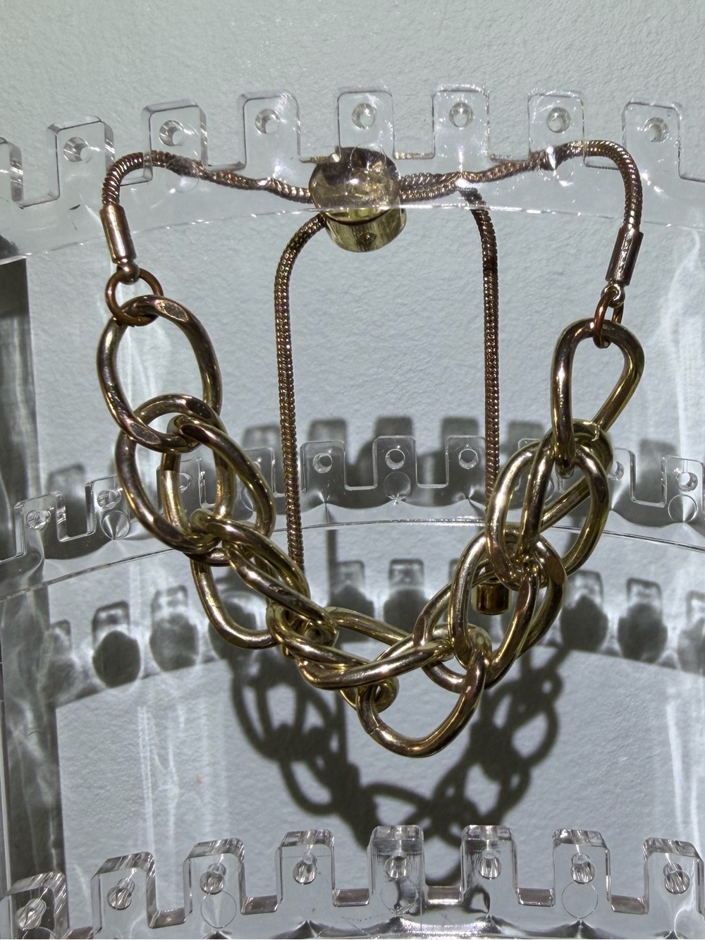 Like New Gold-Tone Chunky Link Bracelet with Adjustable Slide Closure